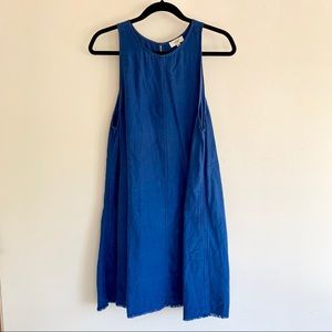 Aritzia Wilfred Blue Linen Trompette Dress
